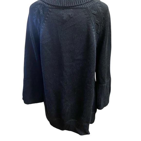 Chico's Cowl Neck Tunic Sweater Size L Black Boxy Wide Sleeves Cozy Capsule Item - Picture 8 of 11